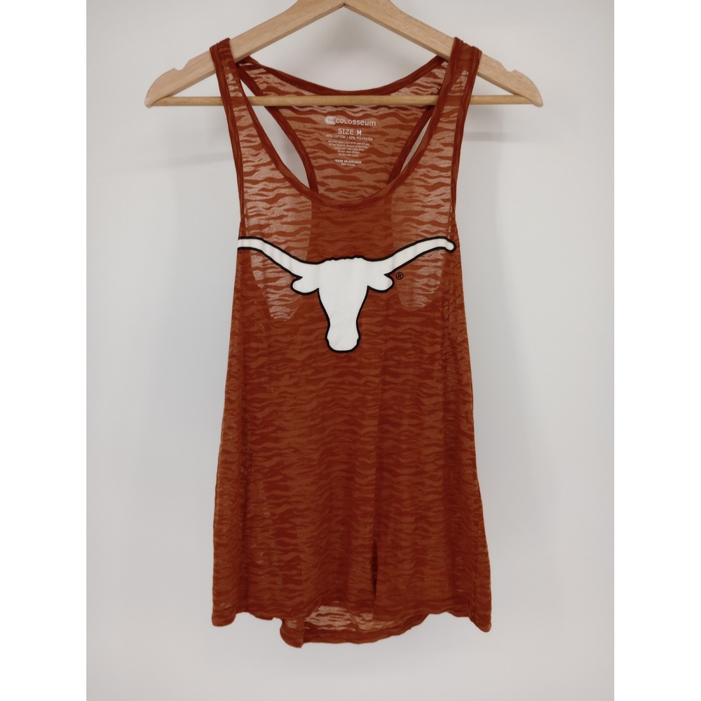 Colosseum Tank Top Women M Burnt Orange Texas Longhorns Burnout Racerback